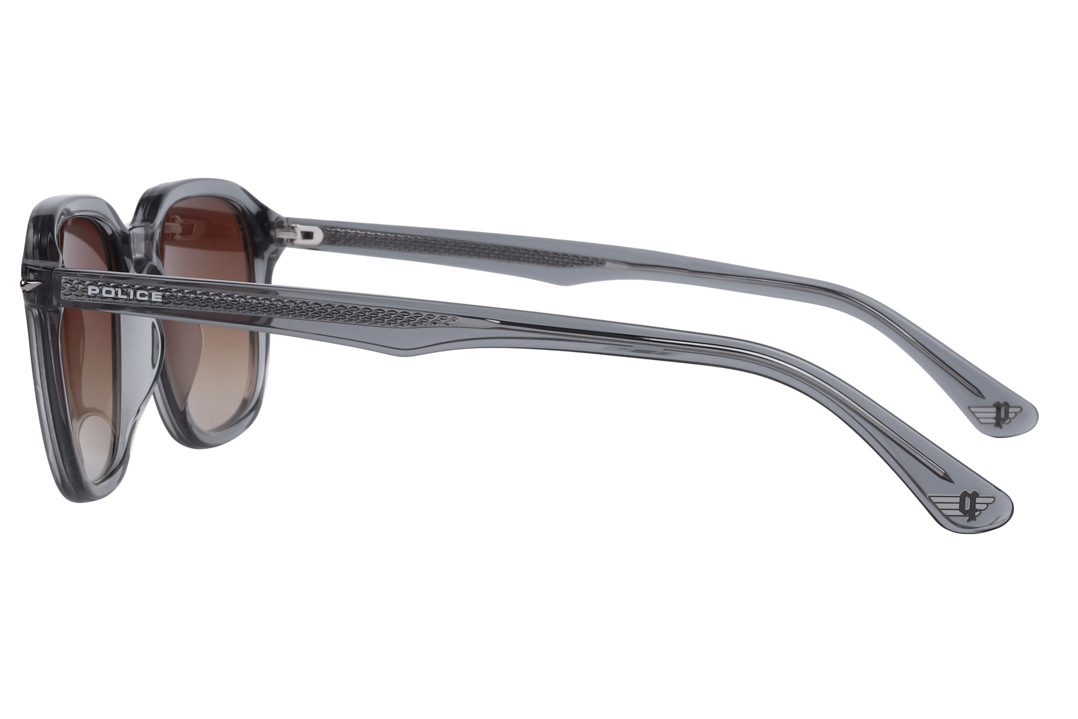 Police SPLL81K Sunglass Transparent Grey Male Full Shell Sunglass — Transparent Grey frame — view 3