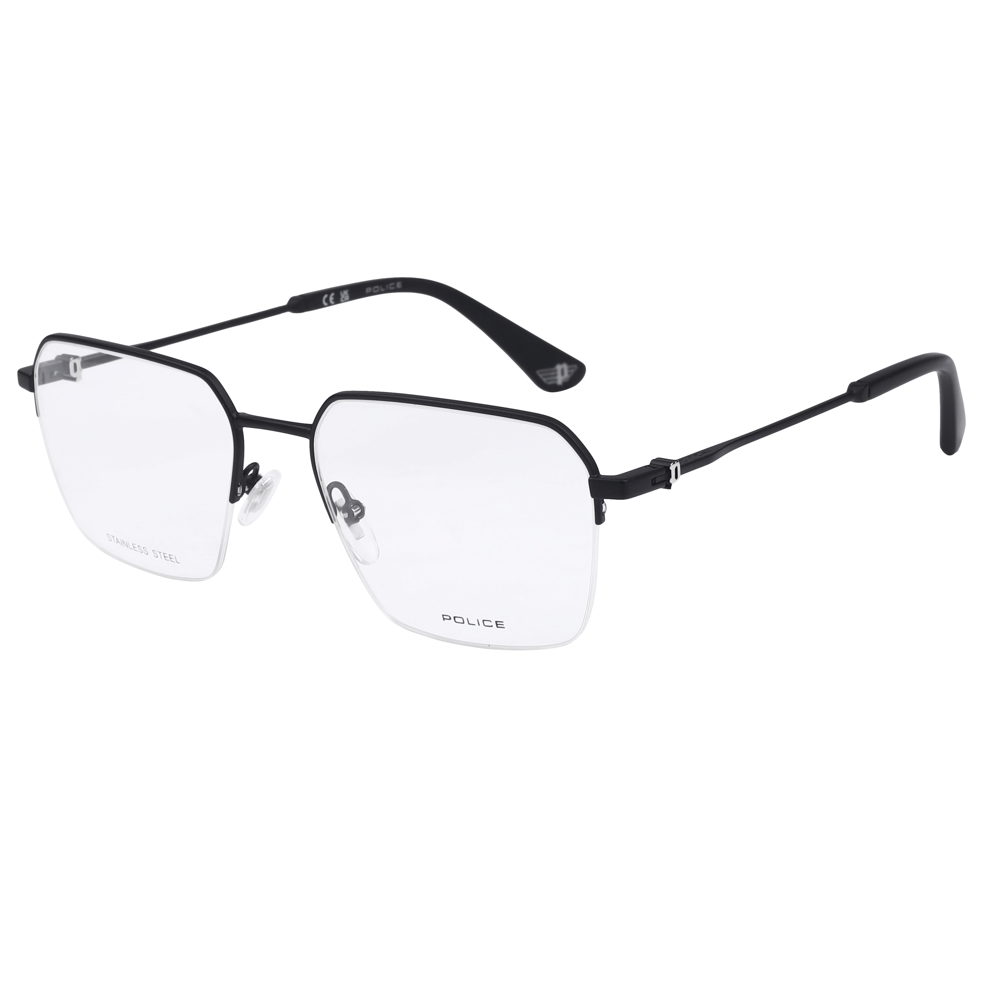 Police VPLL68K Frame Matt Black Male Supra Stainless Steel Frame — Matt Black frame — alternate view