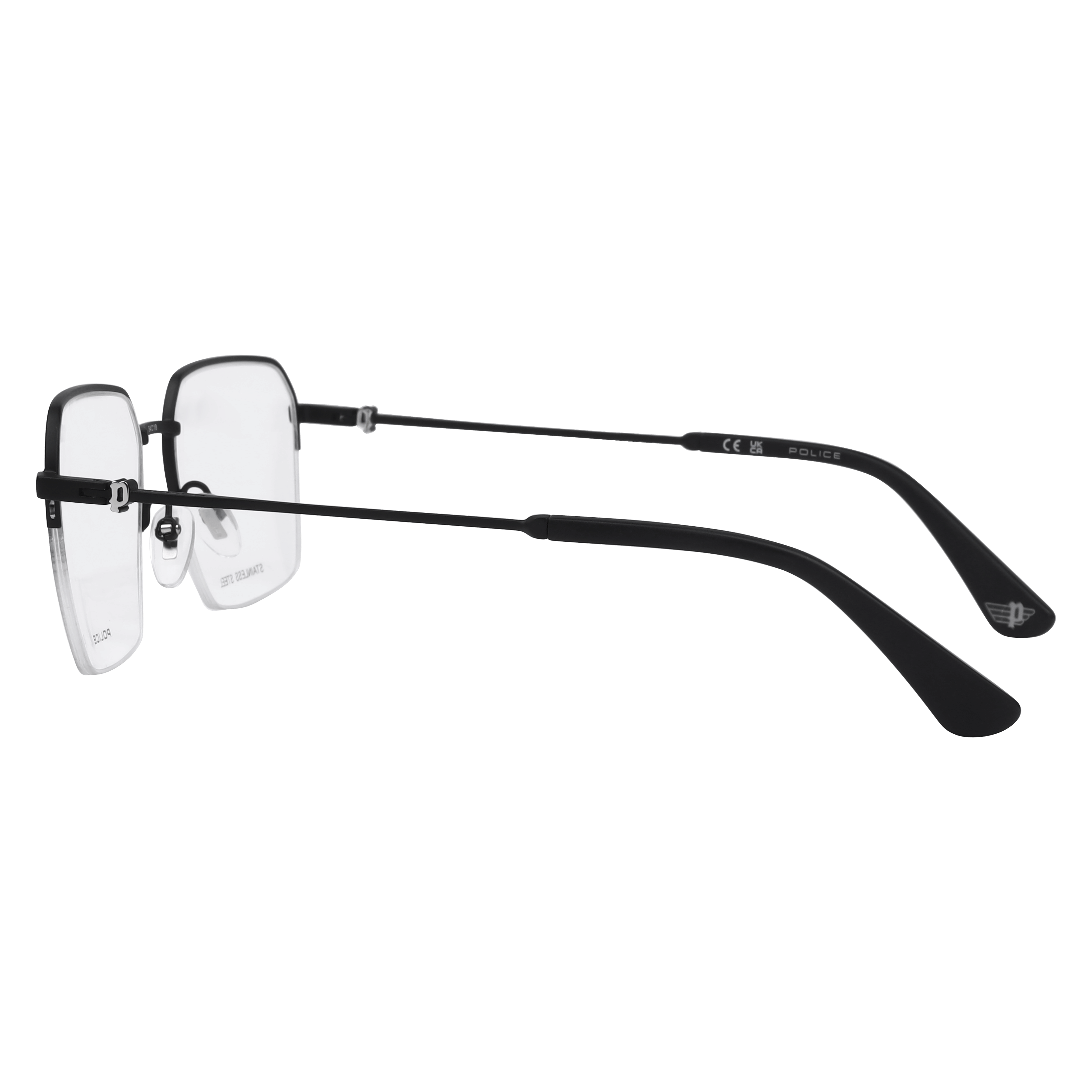 Police VPLL68K Frame Matt Black Male Supra Stainless Steel Frame — Matt Black frame — view 3