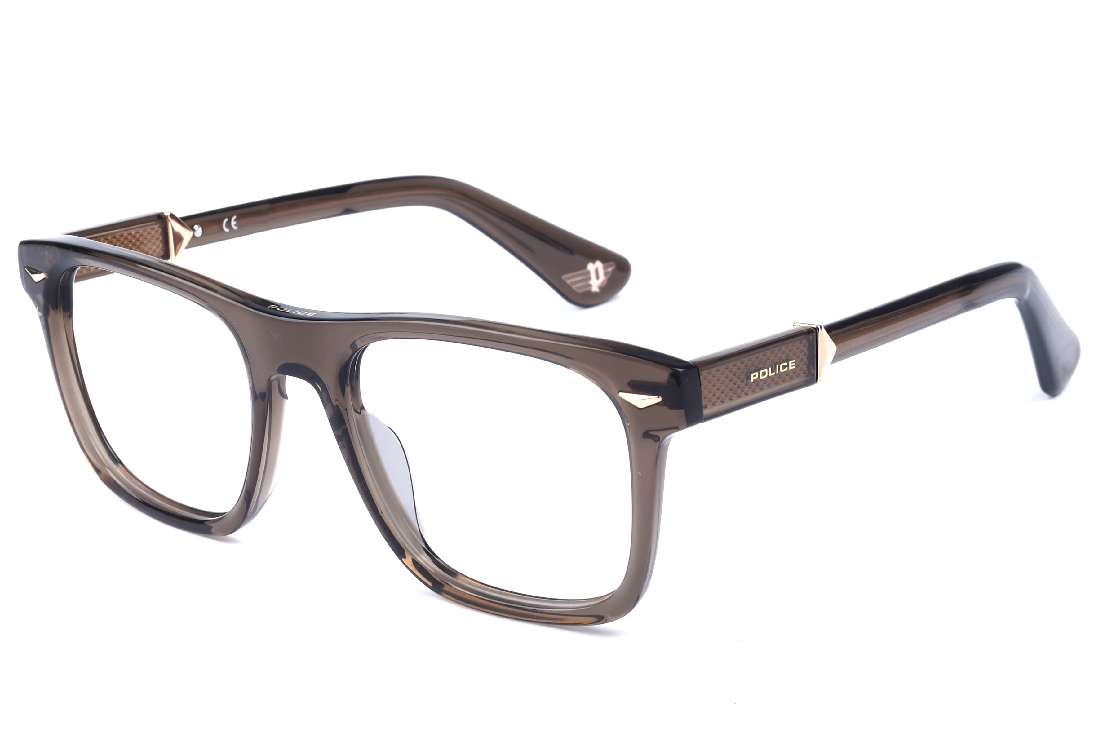 Police VPLL72K Frame Transparent Brown Male Full Shell Frame — Transparent Brown frame — view 1
