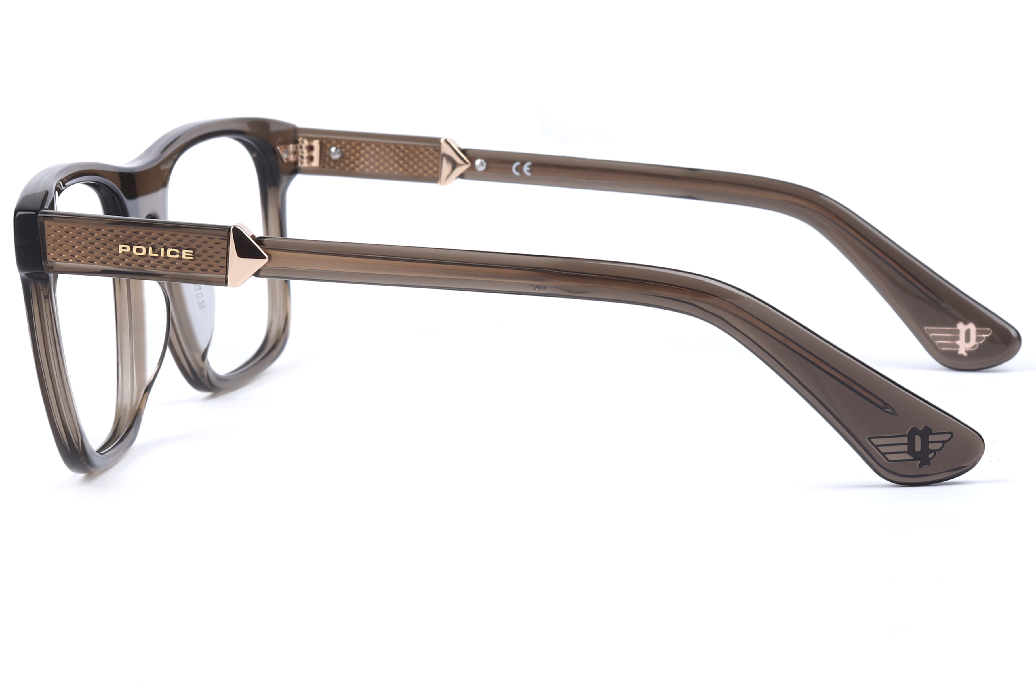 Police VPLL72K Frame Transparent Brown Male Full Shell Frame — Transparent Brown frame — view 3