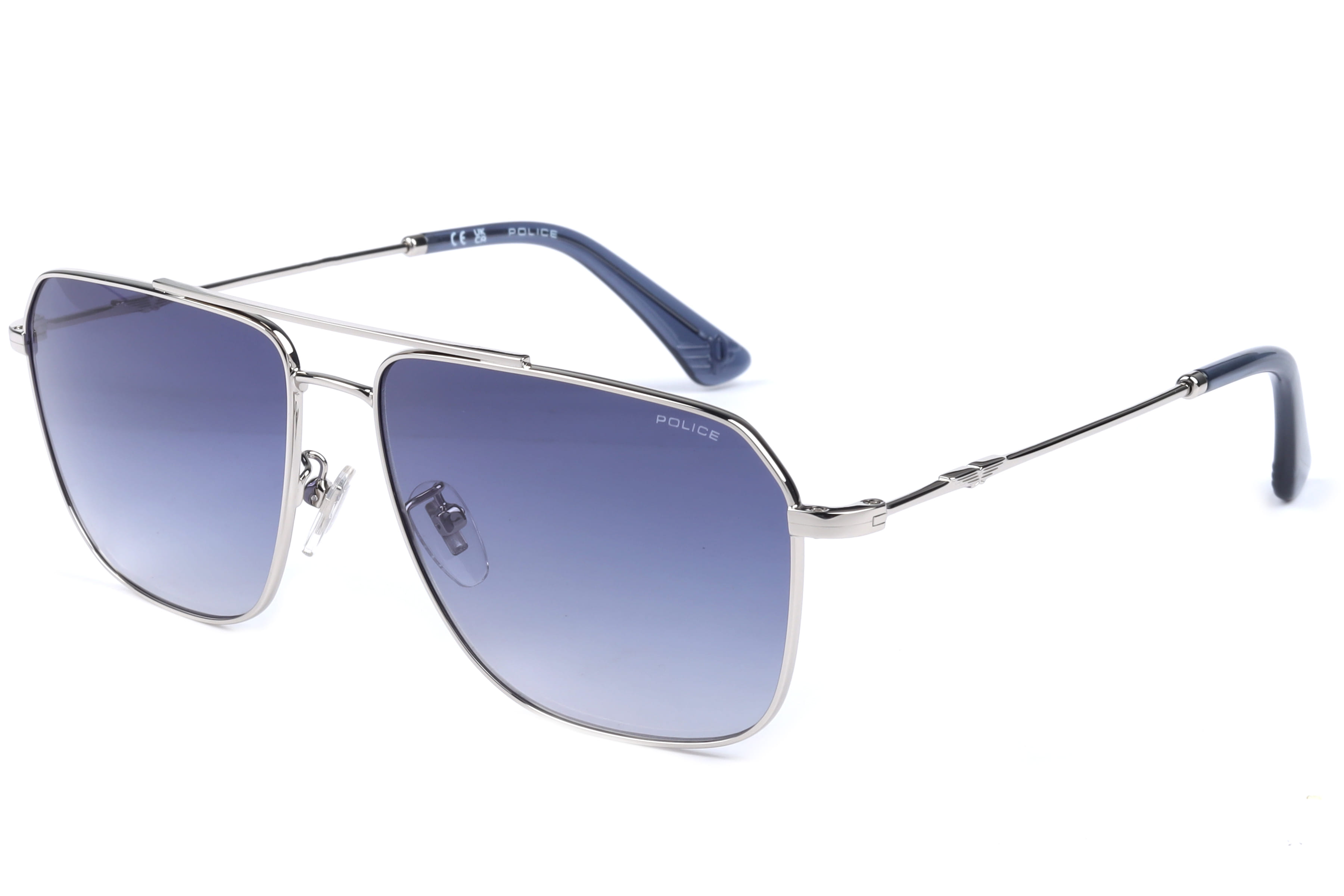 Police SPLN32K Sunglass Silver Male Full Metal Sunglass — Silver frame — view 1