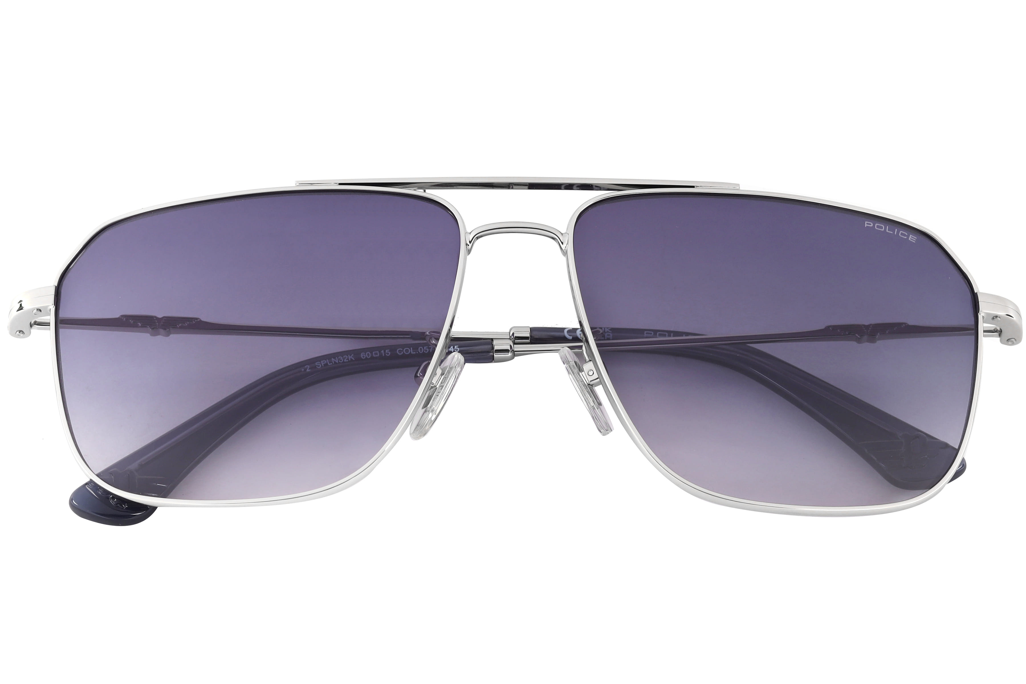 Police SPLN32K Sunglass Silver Male Full Metal Sunglass — Silver frame — view 2