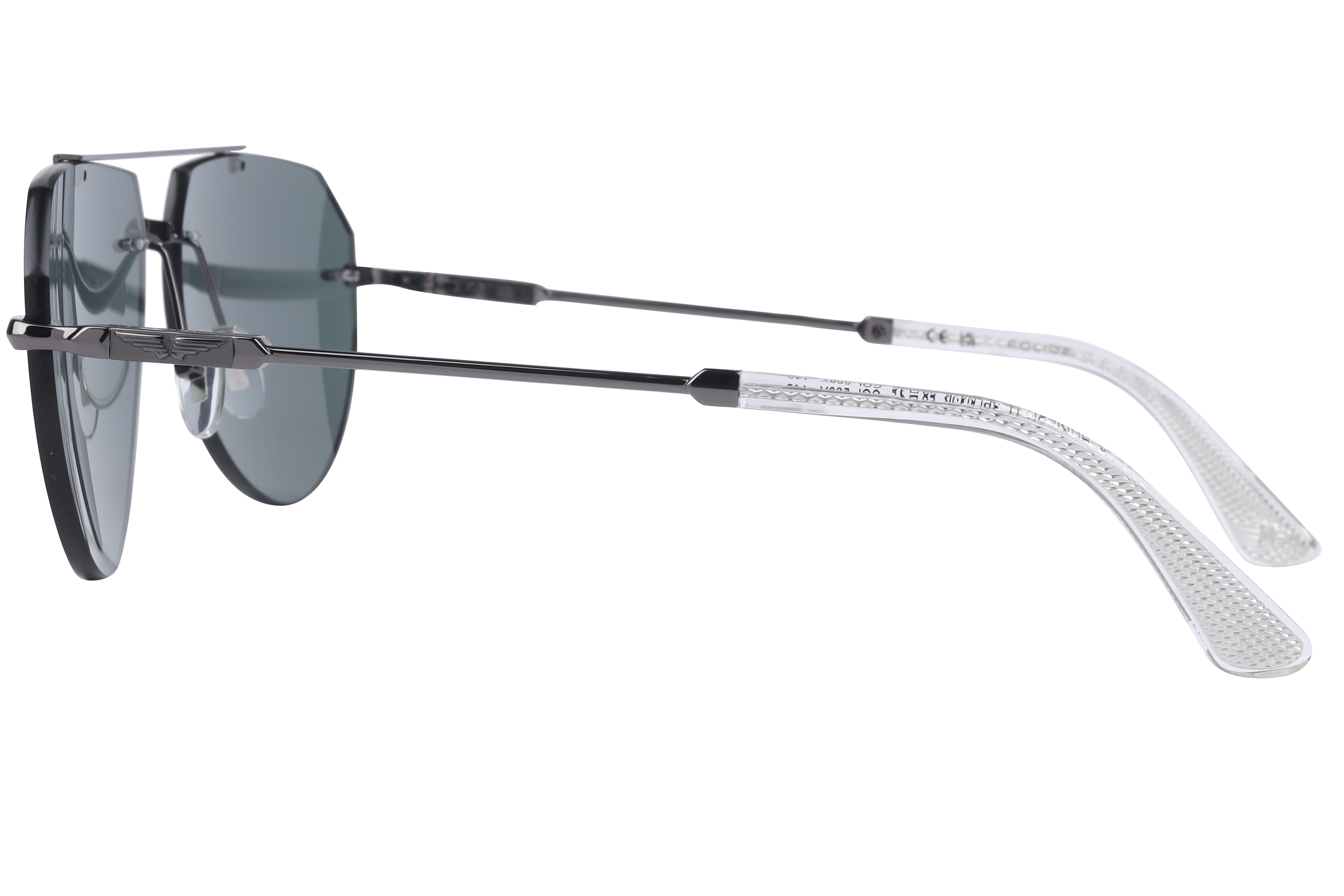 Police SPLN42K Sunglass Gun Metal Male RimLess Metal Sunglass — Gun Metal frame — view 3
