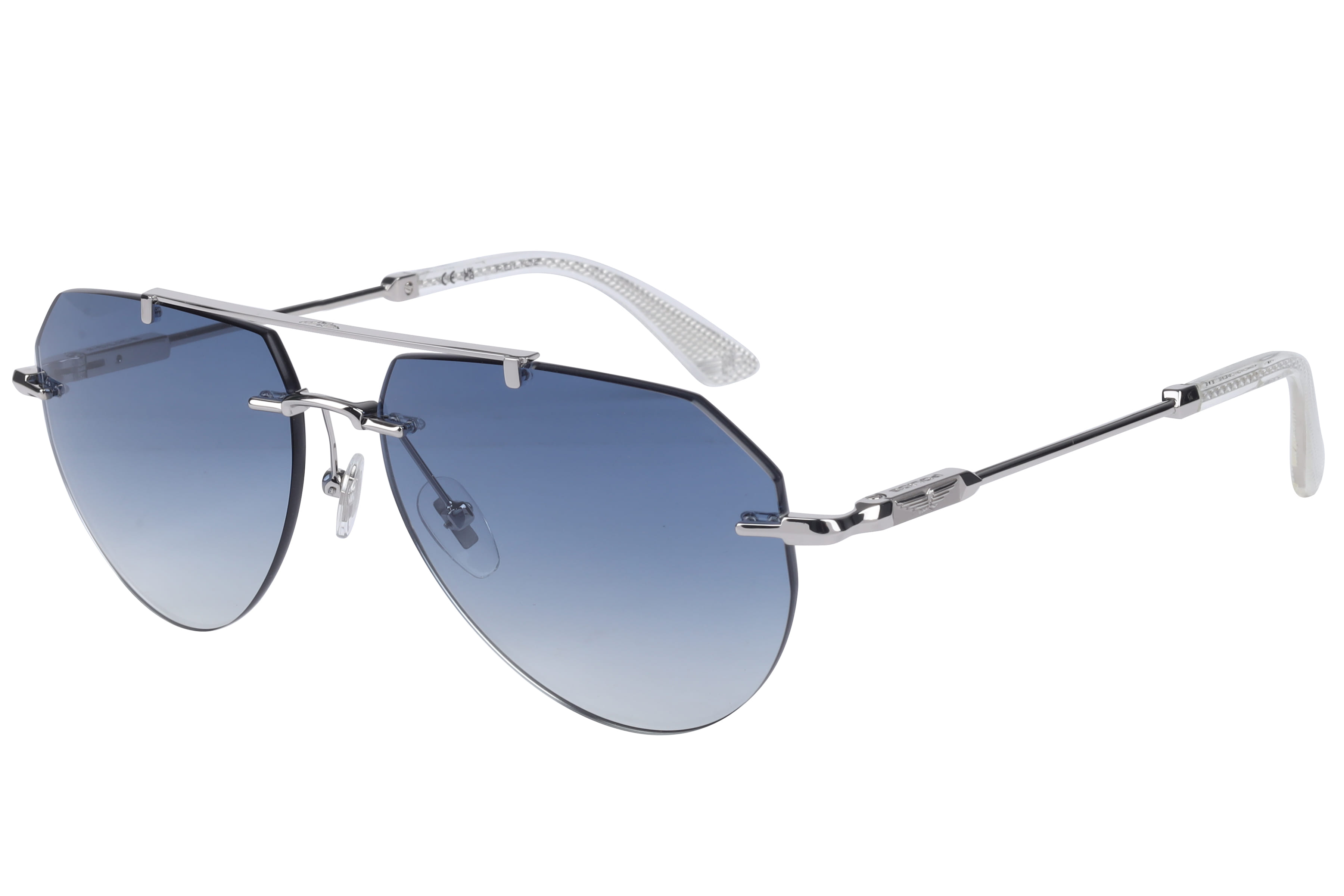 Police SPLN42K Sunglass Silver Male RimLess Metal Sunglass — Silver frame — view 1