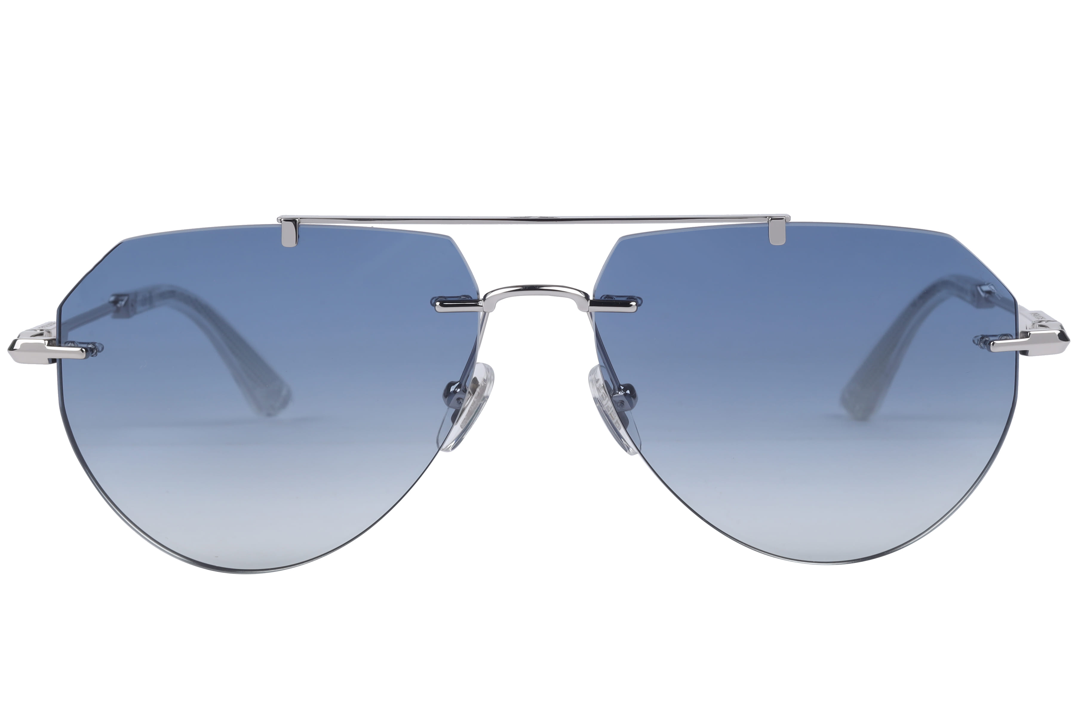 Police SPLN42K Sunglass Silver Male RimLess Metal — Silver frame