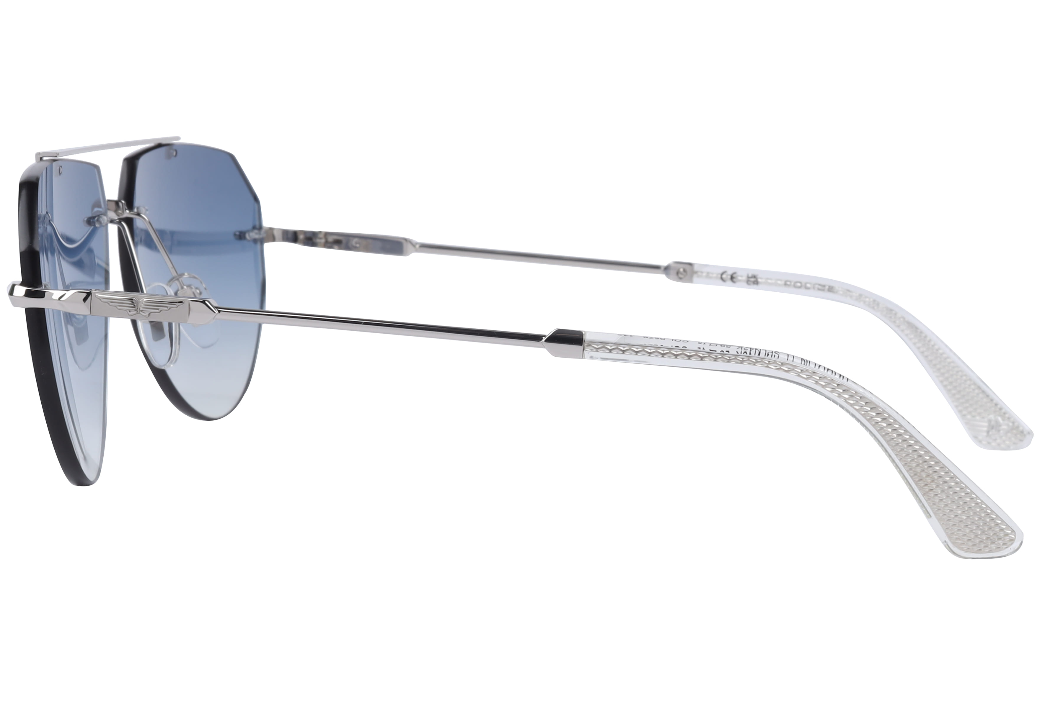 Police SPLN42K Sunglass Silver Male RimLess Metal Sunglass — Silver frame — view 3