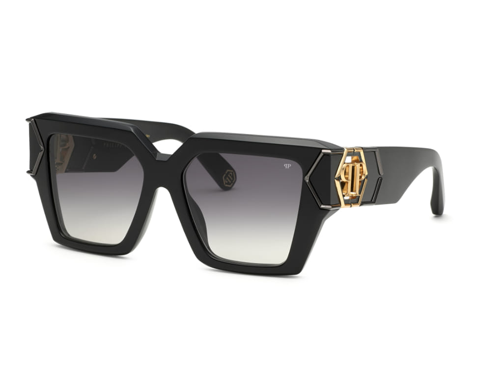 Philipp Plein SPP135 Sunglass Black Female Full Shell Sunglass — Black frame — view 1