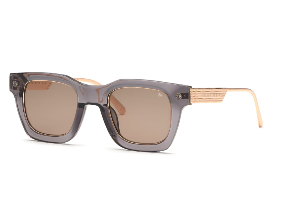 Philipp Plein SPP105 Sunglass Grey Male Full Titanium Sunglass — Grey frame — view 1
