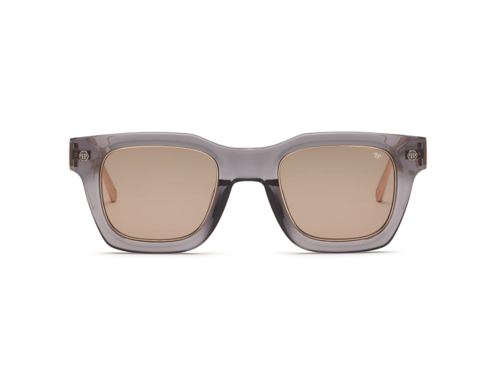 Philipp Plein SPP105 Sunglass Grey Male Full Titanium — Grey frame