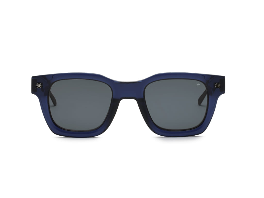 Philipp Plein SPP105 Sunglass Transparent Blue Male Full Tit — Transparent Blue frame