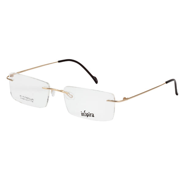 Inspira S-3468 Frame Gold Unisex RimLess Titanium — Gold frame