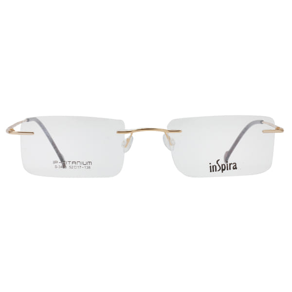 Inspira S-3468 Frame Gold Unisex RimLess Titanium Frame — Gold frame — view 3