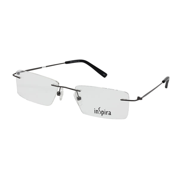 Inspira 0416B Frame Gun Metal Unisex RimLess Metal — Black frame