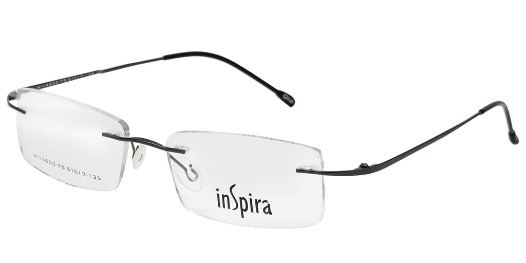 Inspira A-14603 Frame Gun Metal Unisex RimLess Metal Frame — Gun Metal frame — view 2