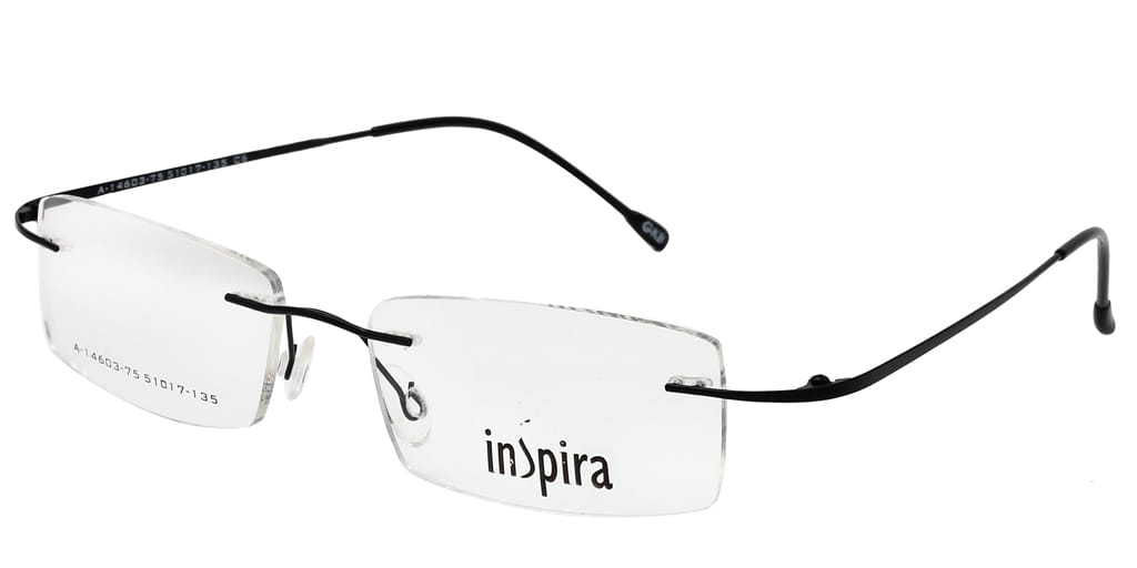 Inspira A-14603 Frame Black Unisex RimLess Metal Frame — Black frame — view 2