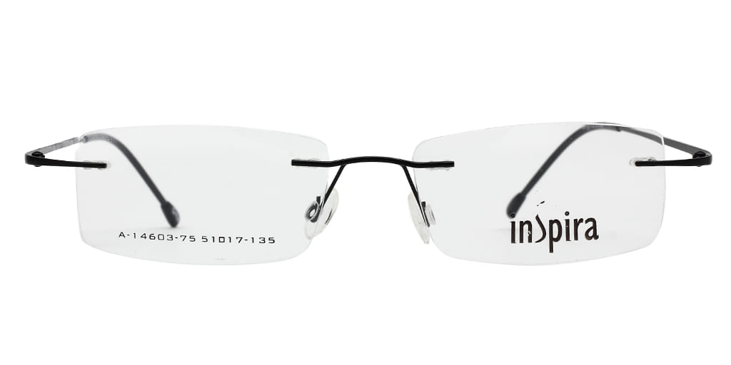 Inspira A-14603 Frame Black Unisex RimLess Metal — Black frame