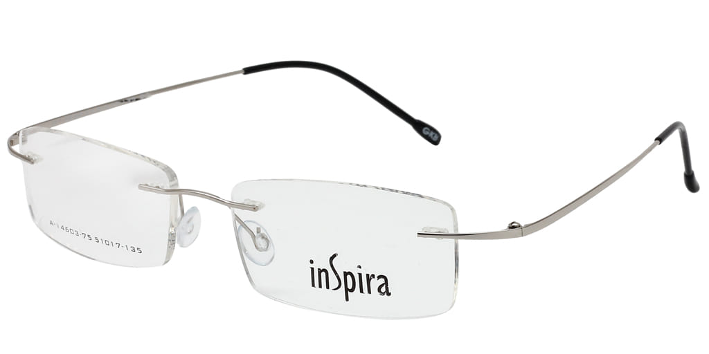 Inspira A-14603 Frame Silver Unisex RimLess Metal Frame — Silver frame — view 2