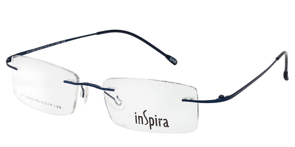 Inspira A-14603 Frame Blue Unisex RimLess Metal Frame — Blue frame — view 2