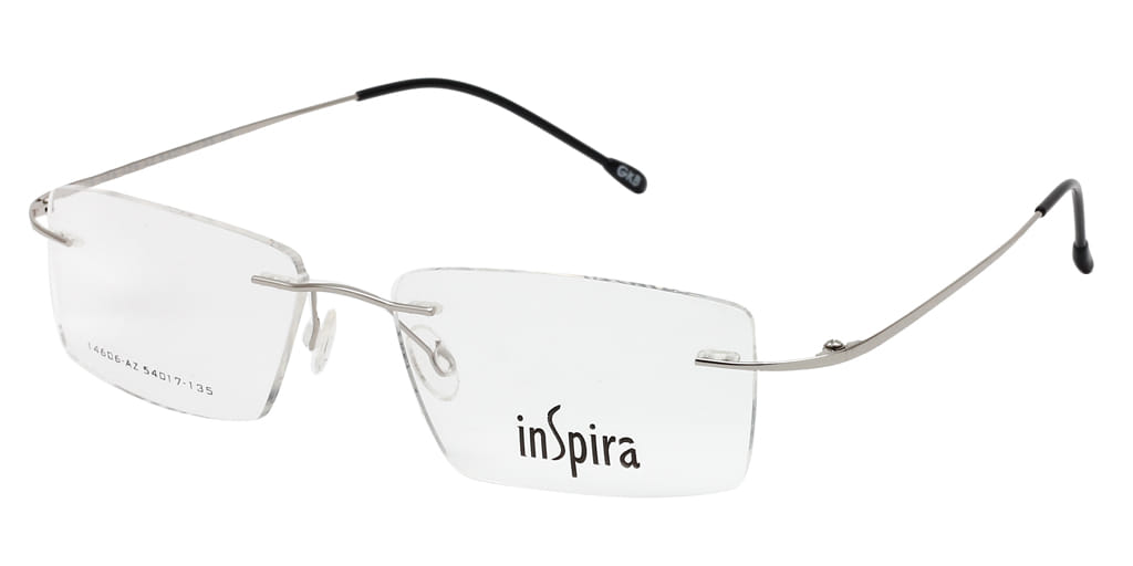 Inspira 14606-AZ Frame Silver Unisex RimLess Metal Frame — Silver frame — view 2