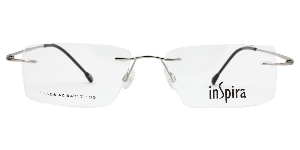 Inspira 14606-AZ Frame Silver Unisex RimLess Metal — Silver frame
