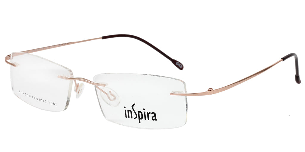Inspira A-14603 Frame Gold Unisex RimLess Metal Frame — Gold frame — view 2