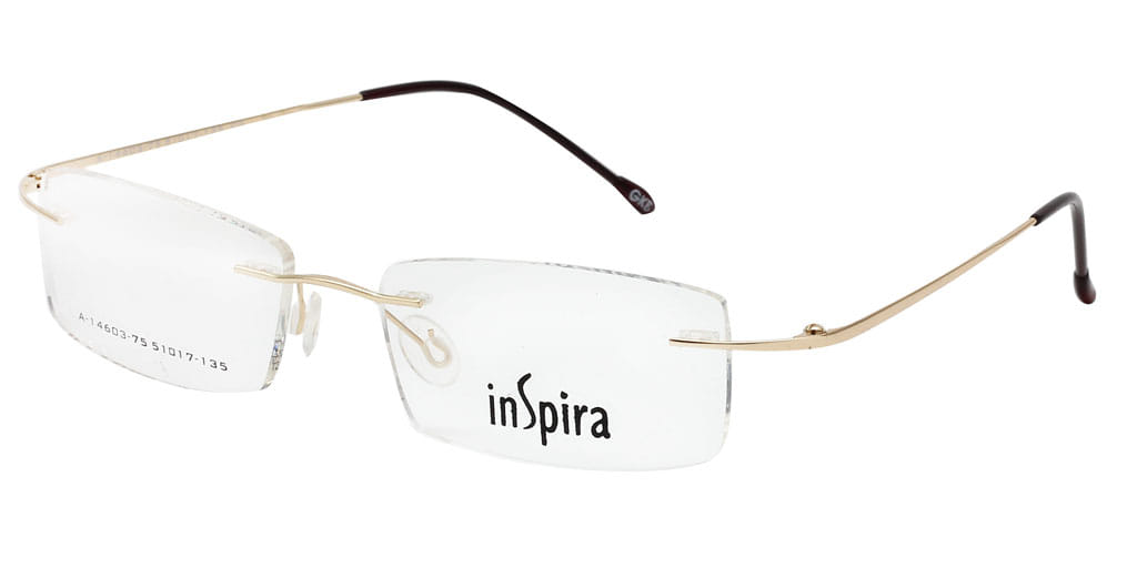 Inspira A-14603 Frame Gold Unisex RimLess Metal Frame — Gold frame — view 2