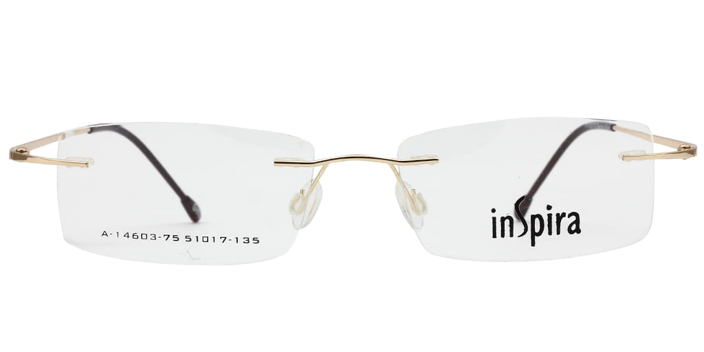 Inspira A-14603 Frame Gold Unisex RimLess Metal Frame — Gold frame — view 3
