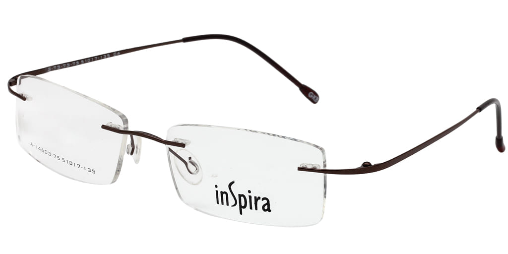 Inspira A-14603 Frame Brown Unisex RimLess Metal Frame — Brown frame — view 2
