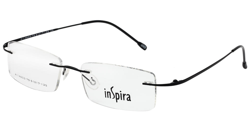 Inspira A-14603 Frame Black Unisex RimLess Metal Frame — view 2