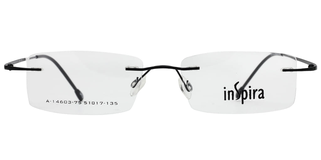 Inspira A-14603 Frame Black Unisex RimLess Metal — Gun Metal frame