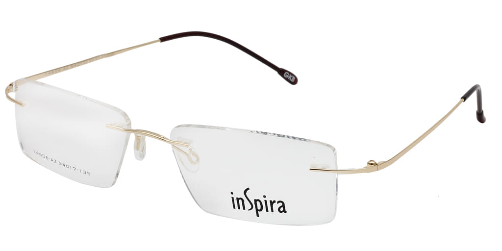 Inspira 14606-AZ Frame Gold Unisex RimLess Metal Frame — Gold frame — view 2