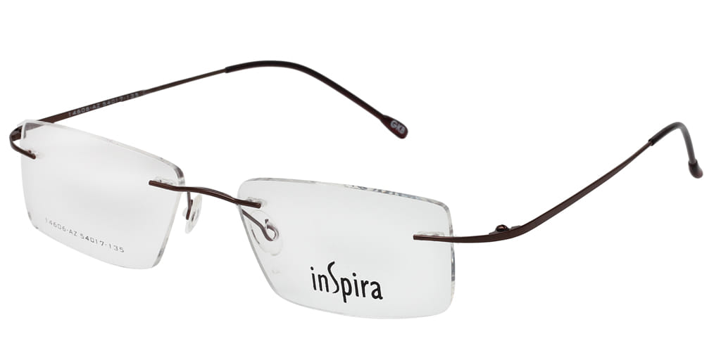 Inspira 14606-AZ Frame Brown Unisex RimLess Metal Frame — Brown frame — view 2