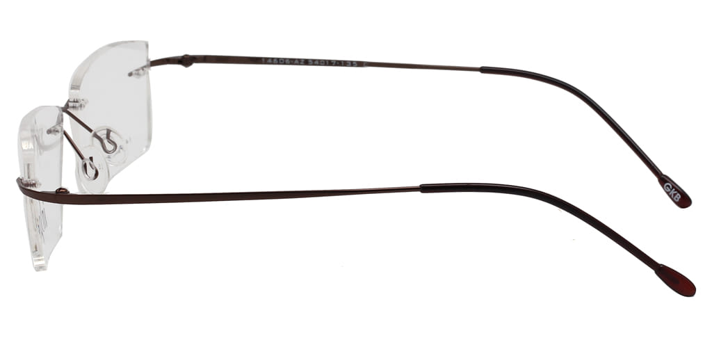 Inspira 14606-AZ Frame Brown Unisex RimLess Metal Frame — Brown frame — view 4