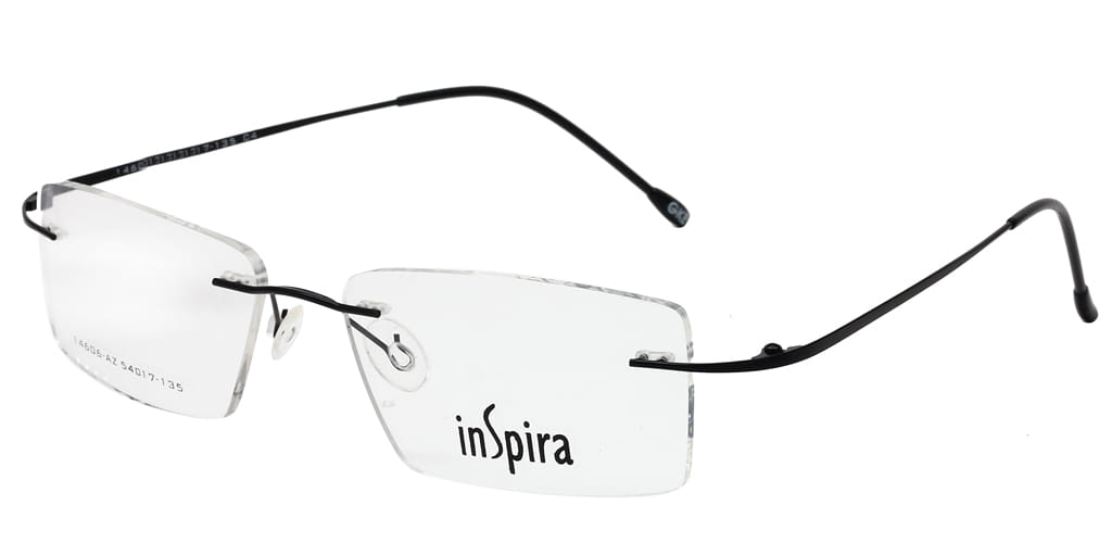 Inspira 14606-AZ Frame Black Unisex RimLess Metal Frame — Black frame — view 2