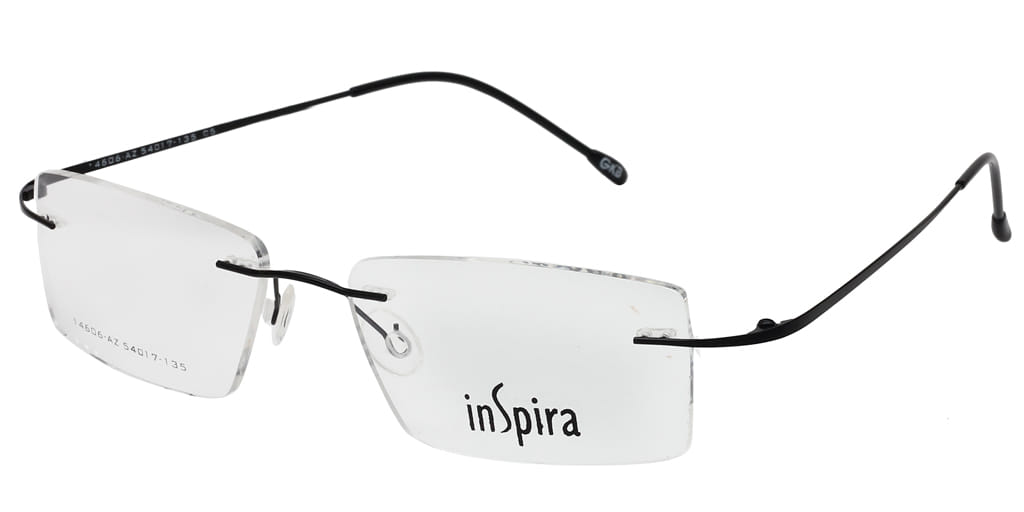 Inspira 14606-AZ Frame Black Unisex RimLess Metal Frame — Black frame — view 2