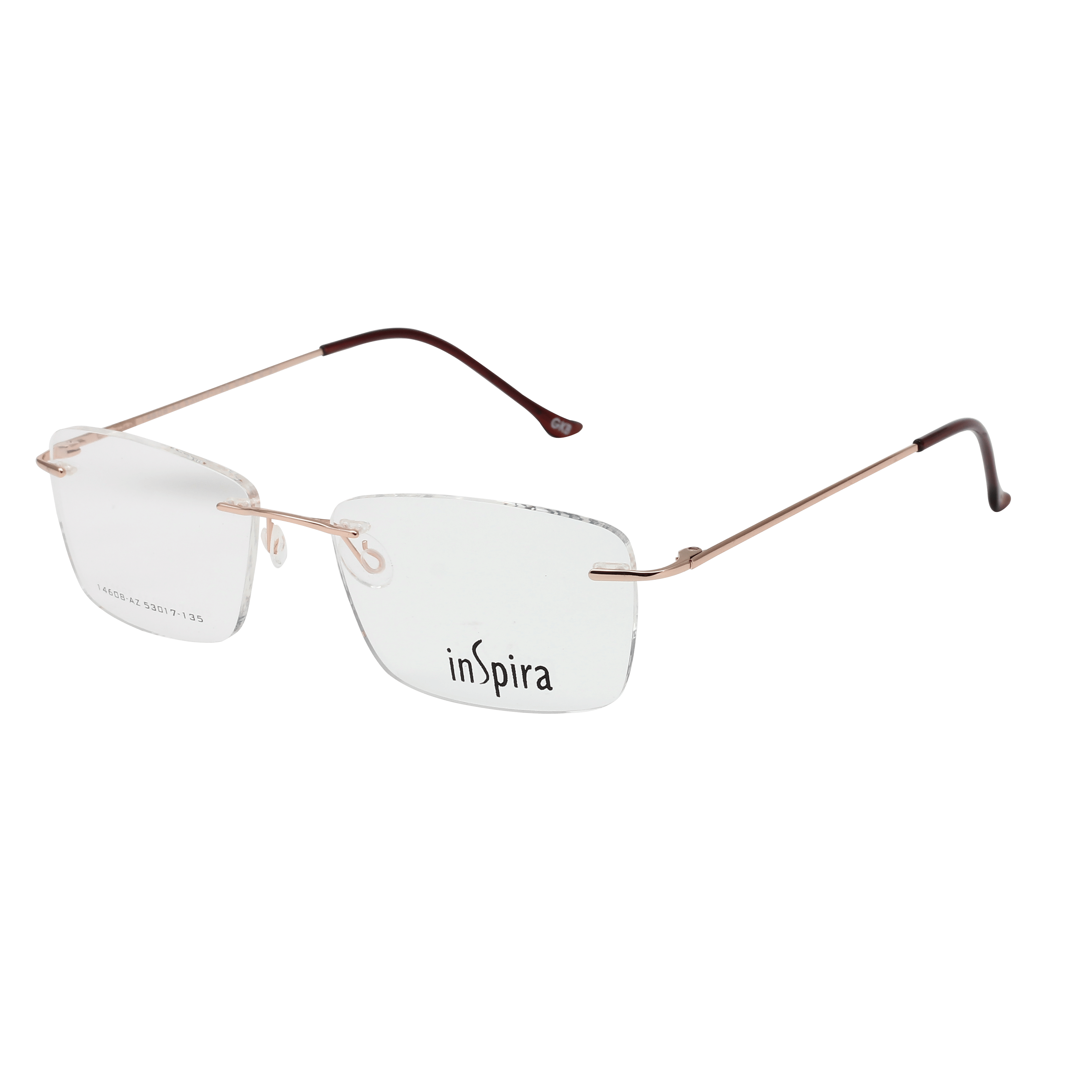 Inspira 14608-AZ Frame Gold Unisex RimLess Metal — Gold frame