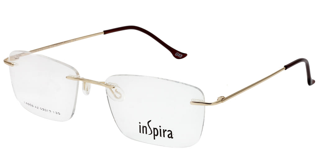 Inspira 14608-AZ Frame Gold Unisex RimLess Metal Frame — Gold frame — view 2