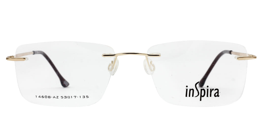 Inspira 14608-AZ Frame Gold Unisex RimLess Metal — Gold frame