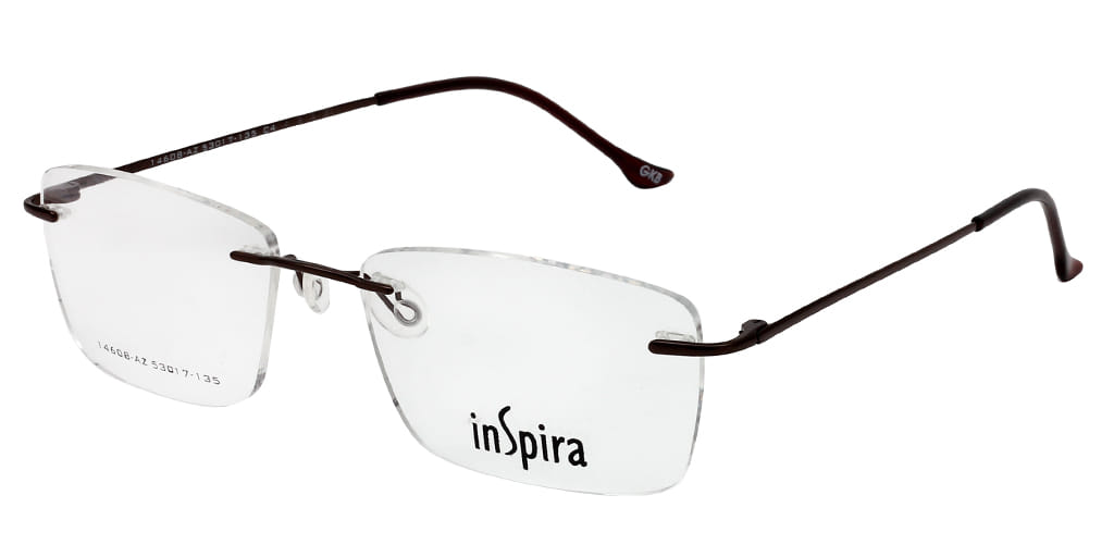 Inspira 14608-AZ Frame Brown Unisex RimLess Metal Frame — Brown frame — view 2