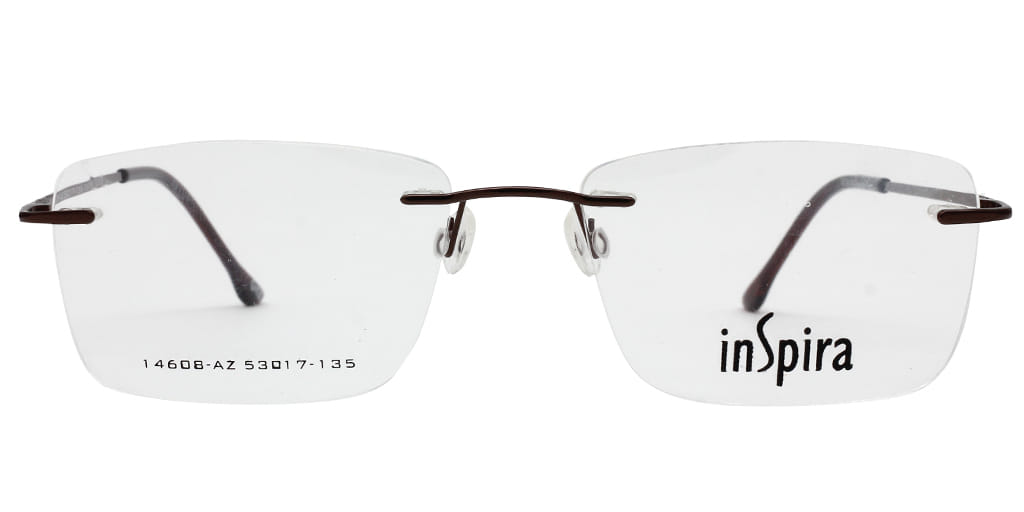 Inspira 14608-AZ Frame Brown Unisex RimLess Metal — Brown frame