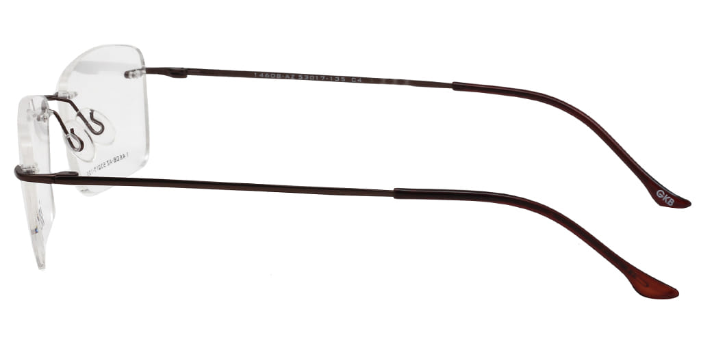 Inspira 14608-AZ Frame Brown Unisex RimLess Metal Frame — Brown frame — view 4