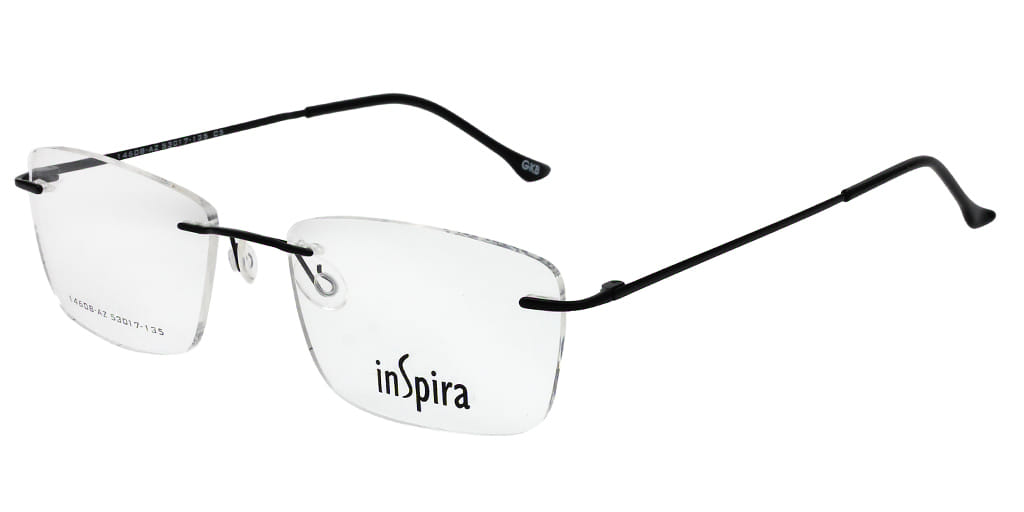 Inspira 14608-AZ Frame Black Unisex RimLess Metal Frame — Black frame — view 2