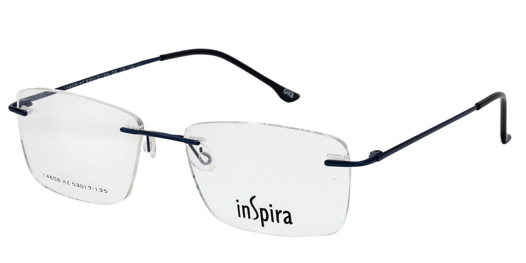 Inspira 14608-AZ Frame Blue Unisex RimLess Metal Frame — Blue frame — view 2