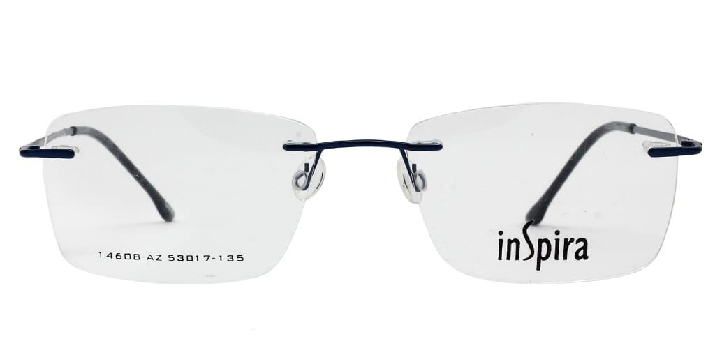 Inspira 14608-AZ Frame Blue Unisex RimLess Metal — Blue frame