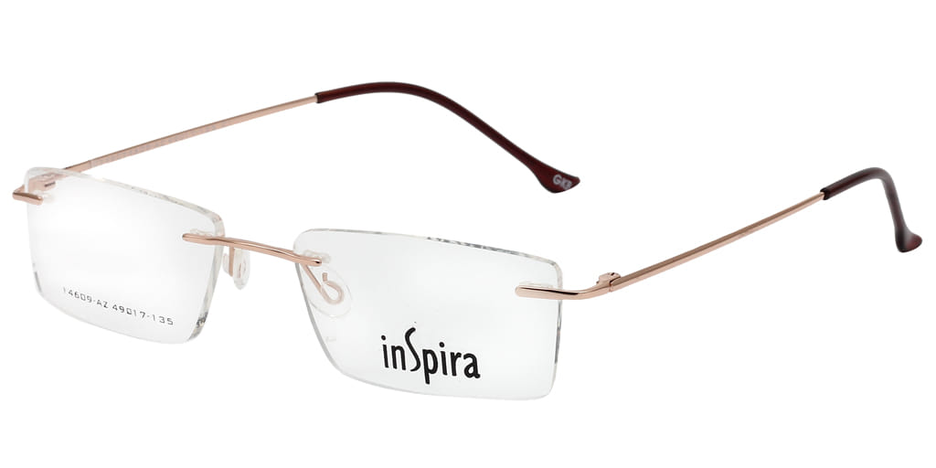 Inspira 14609-AZ Frame Gold Unisex RimLess Metal Frame — Gold frame — view 2