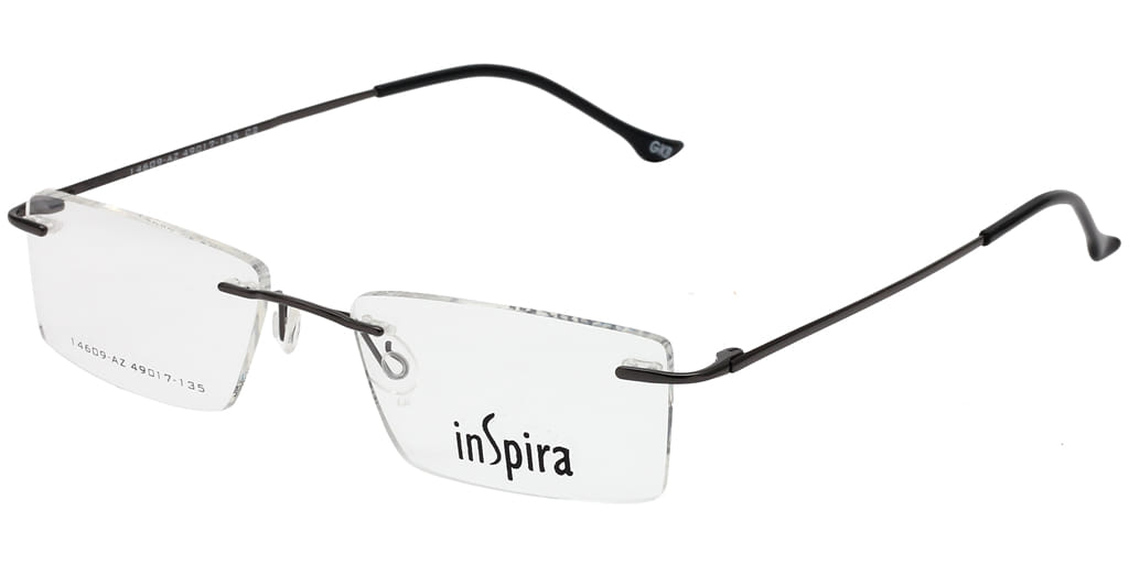 Inspira 14609-AZ Frame Gun Metal Unisex RimLess Metal Frame — Gun Metal frame — view 2