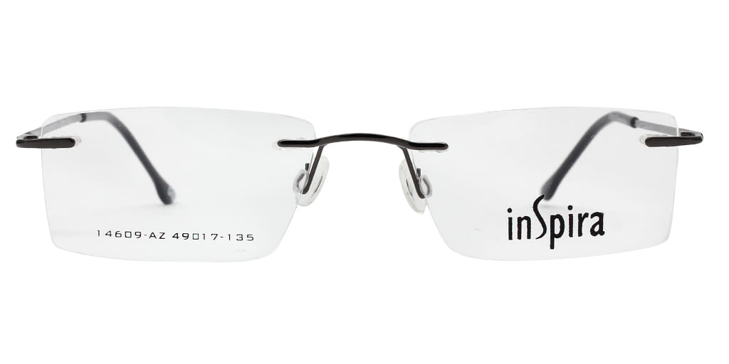Inspira 14609-AZ Frame Gun Metal Unisex RimLess Metal — Gun Metal frame
