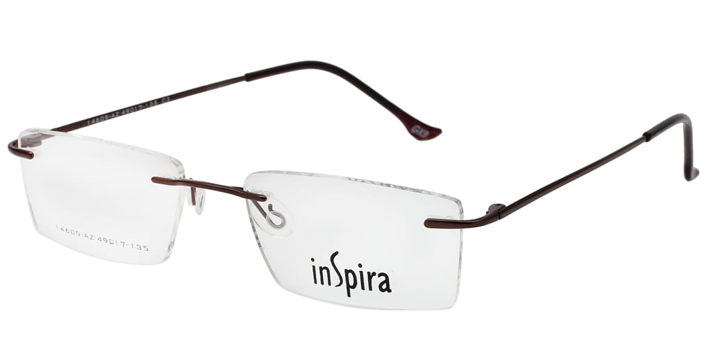 Inspira 14609-AZ Frame Brown Unisex RimLess Metal Frame — Brown frame — view 2