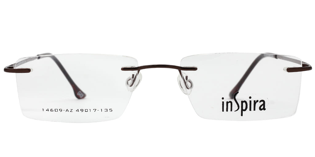 Inspira 14609-AZ Frame Brown Unisex RimLess Metal — Brown frame